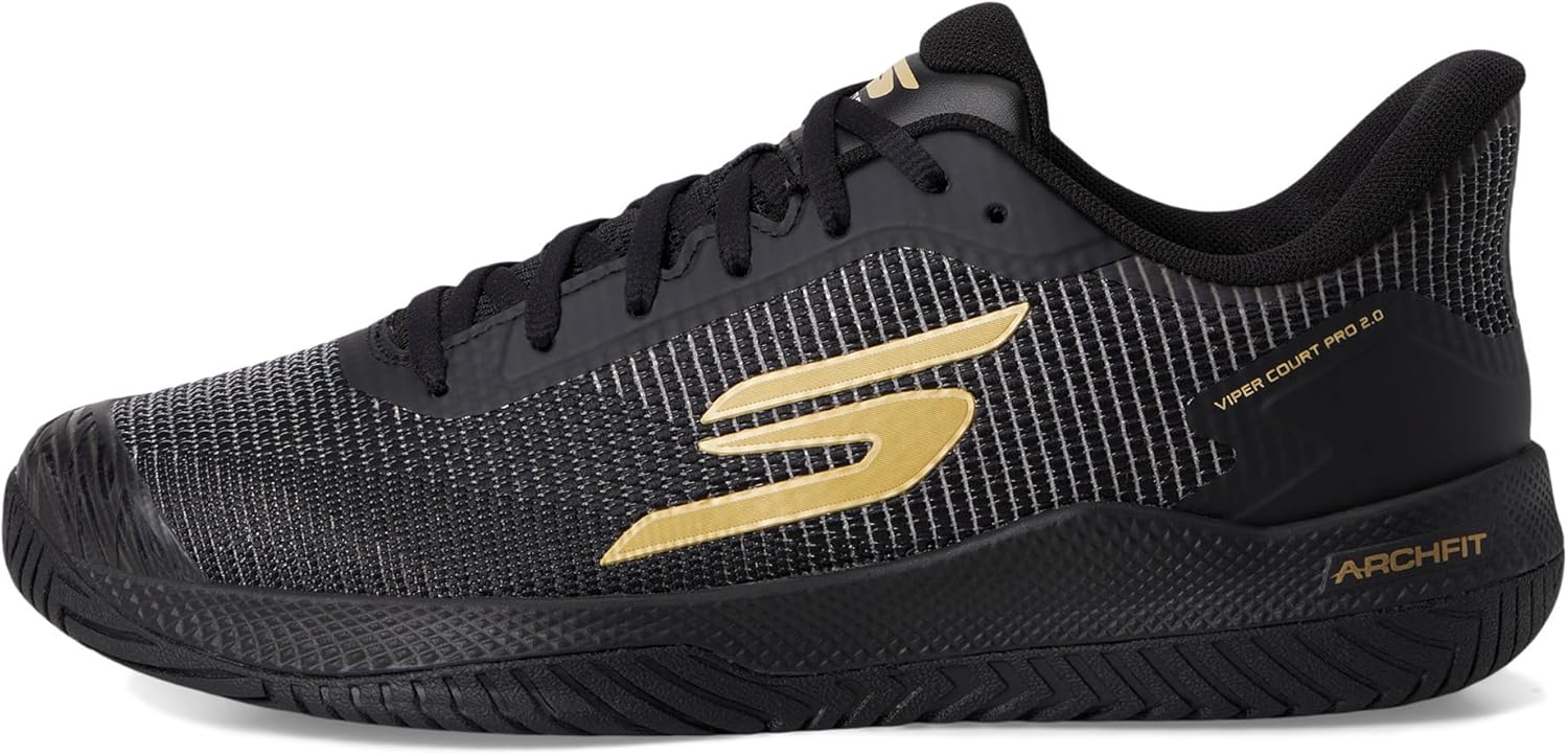 Кроссовки Skechers для мужчин Pickleball Viper Court Pro 2.0, черный/золотой — фото 4