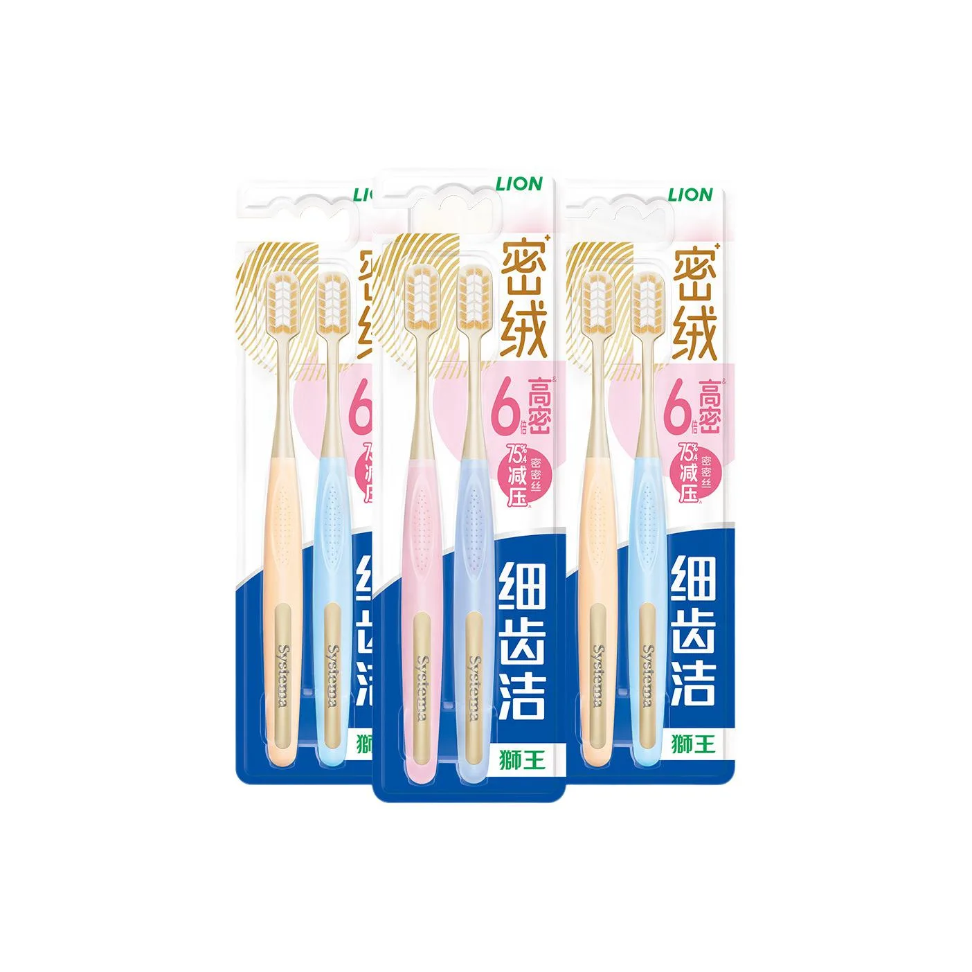 Портативная зубная щетка с густым плюшевым ворсом LION, Two-Piece Set: Soft Bristle Blue Toothbrush+Soft Bristle Pink Toothbrush — фото 2