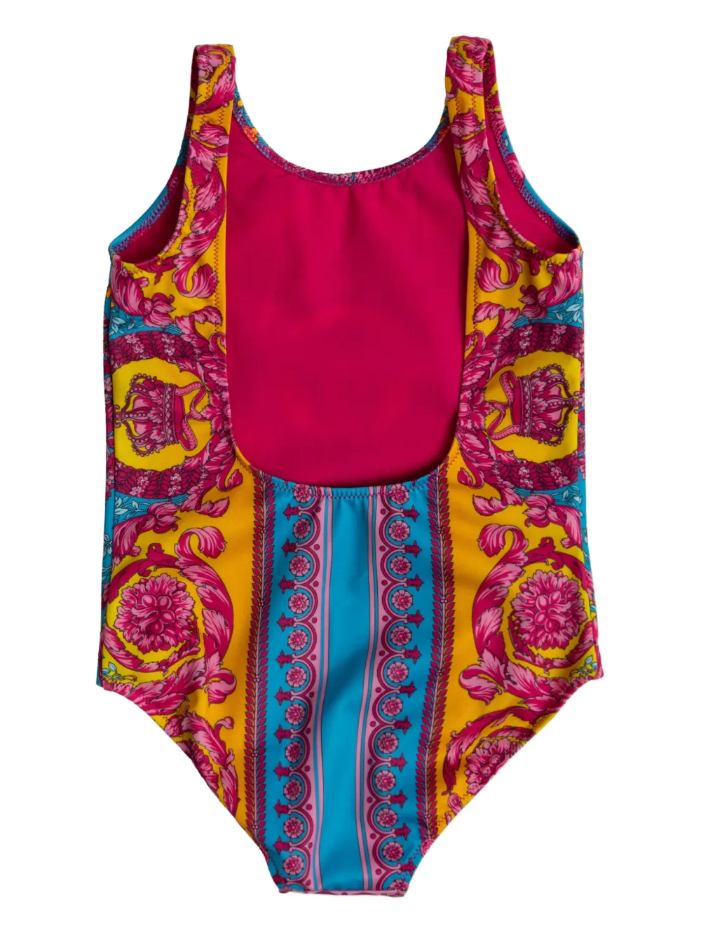 Купальник с цветочным принтом и логотипом Medusa Versace Kids, желтый — фото 2