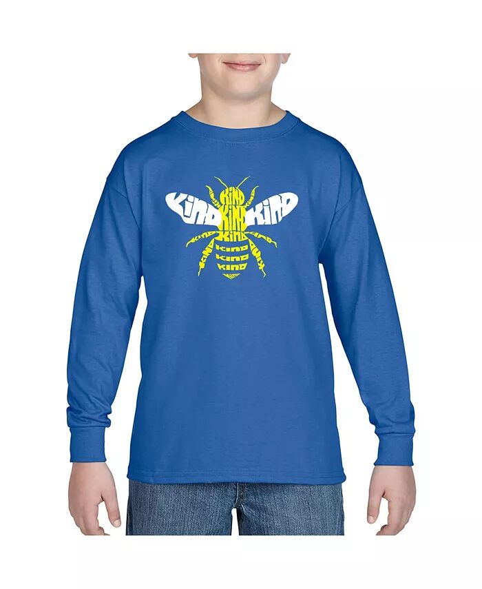 

Футболка с длинным рукавом Big Boy's Word Art - Bee Kind LA Pop Art, синий