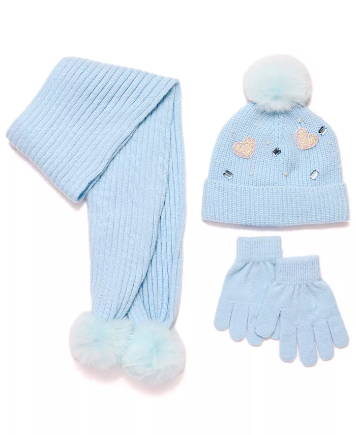 

Большой набор для девочек: шапка, перчатки и шарф Inmocean, синий