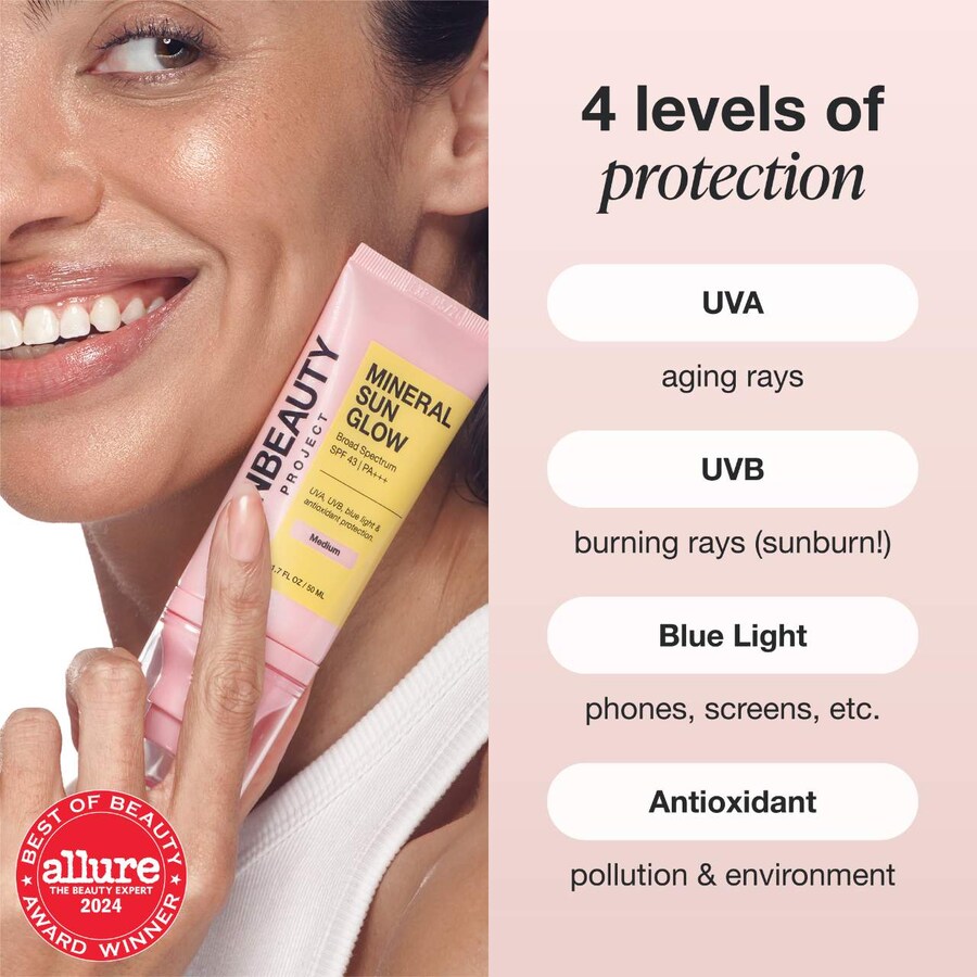 Минеральный солнцезащитный крем широкого спектра действия SPF 43 PA +++ с пептидами и витамином С INNBEAUTY PROJECT, 1.7 oz, Fair-Medium — фото 2