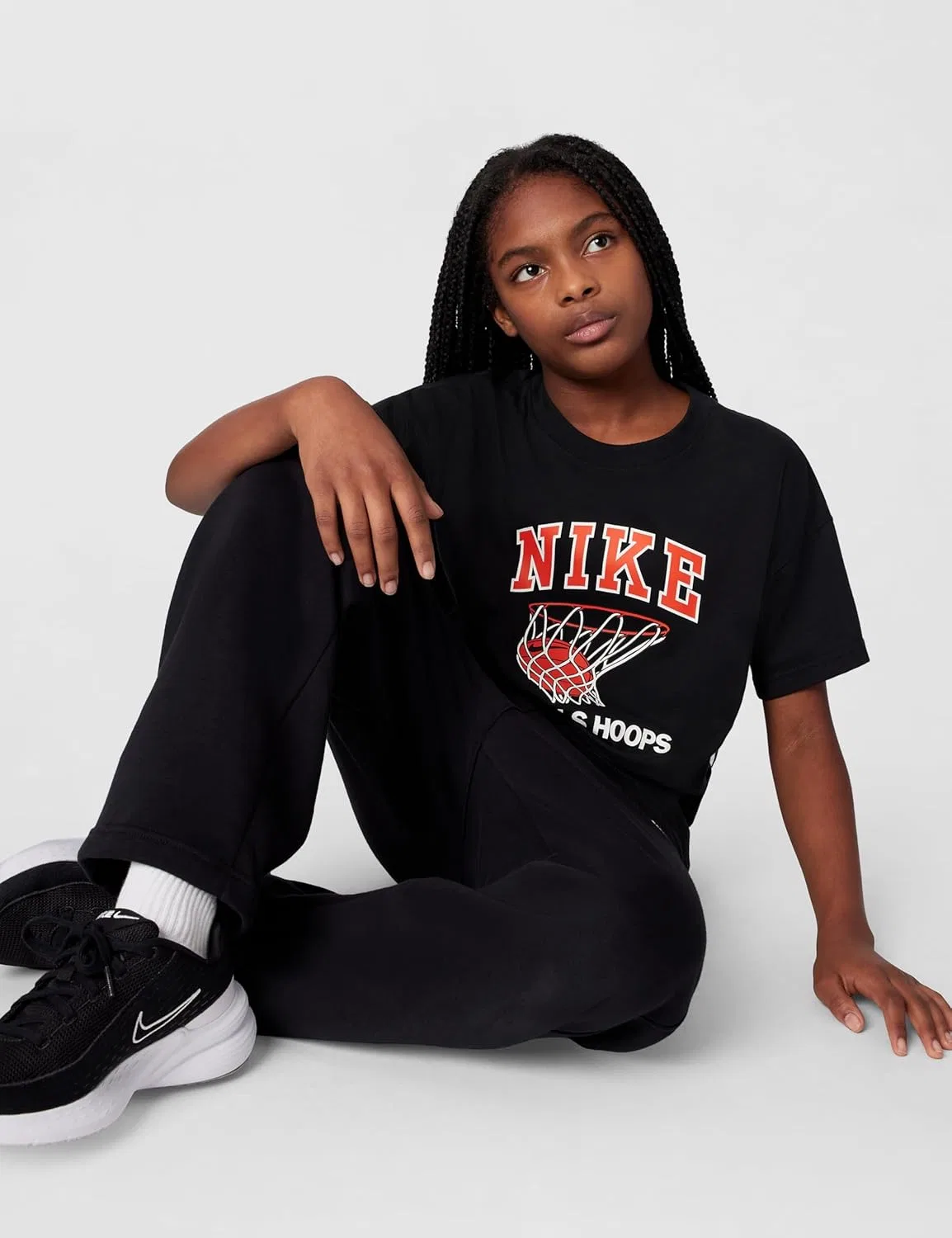 Футболка для девочек с баскетбольным принтом Nike, черный — фото 4