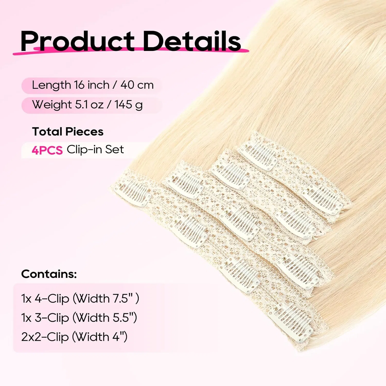 Накладные пряди REECHO Clip-in extensions, 40 см, светлый блонд Reecho, Light Blonde — фото 2