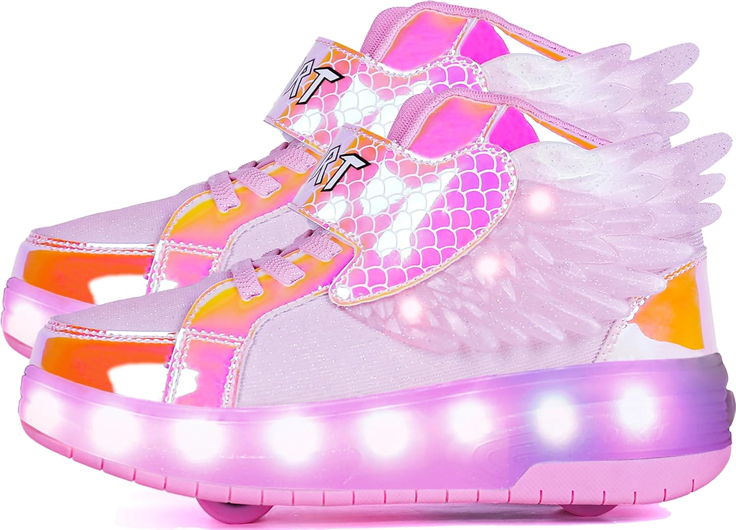 

Детские роликовые кроссовки Aikuass с USB-подзарядкой и светящейся LED-подсветкой для мальчиков и девочек, розовый