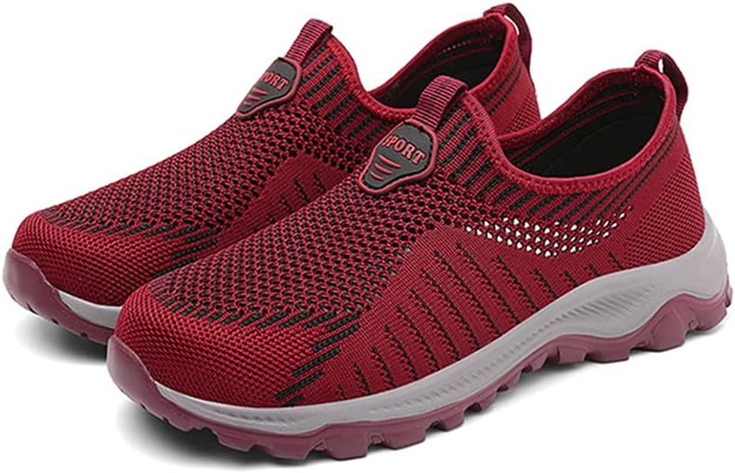 

MATERUIEEYES Сетчатые дышащие кроссовки для пожилых людей: бег, спорт и фитнес Materuieyes, красный