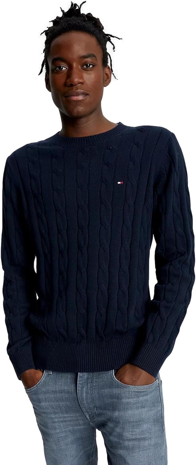 Коллекция мужских культовых свитеров Tommy Hilfiger Cable Knit 2024 года, Navy