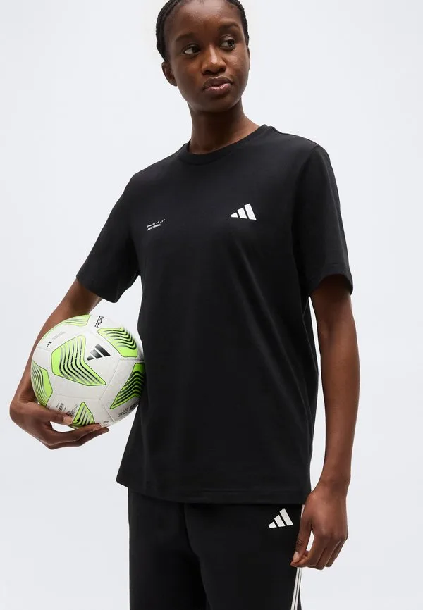 Футболка с графическим принтом и футбольным слоганом Adidas Performance, Black — фото 4