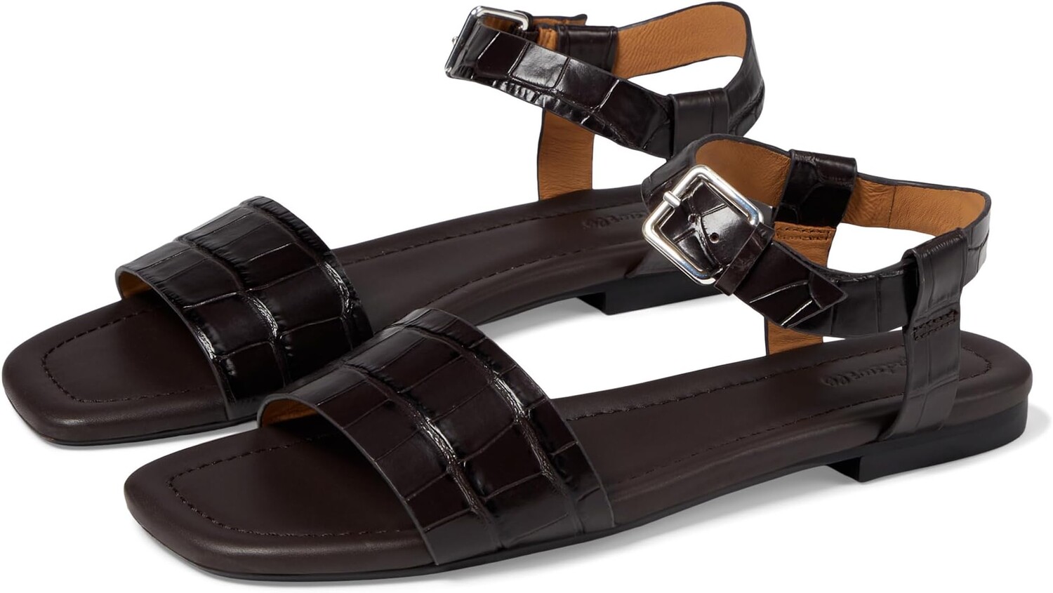 Сандалии Madewell alicante ankle strap sandal - croc, цвет Roasted Espresso