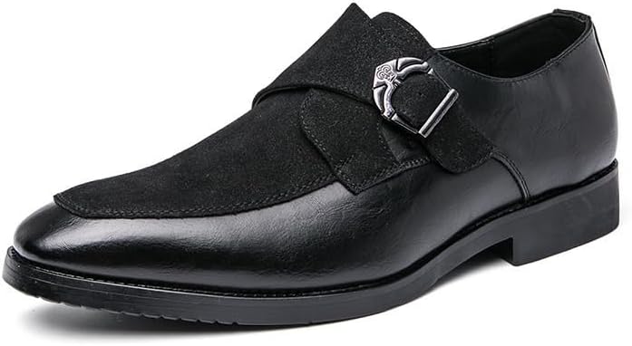 

Мужские классические формальные кожаные туфли, кожаные лоферы типа «оксфорд» без шнурков, с монк-ремнем и комбинированным дизайном, подходят для деловой одежды, официальных мероприятий, вождения и т.д Zestrelax, черный