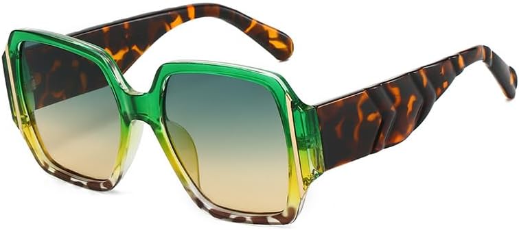 

Солнцезащитные очки для мужчин и женщин - защита UV400 - градиентные линзы с леопардовым принтом, большая оправа, для занятий спортом на открытом воздухе и вождения QWBSER, Green Leopard Brown