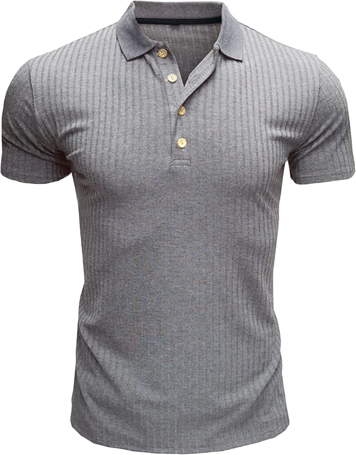 Мужская футболка V-образного выреза с пуговицами Slim Fit
