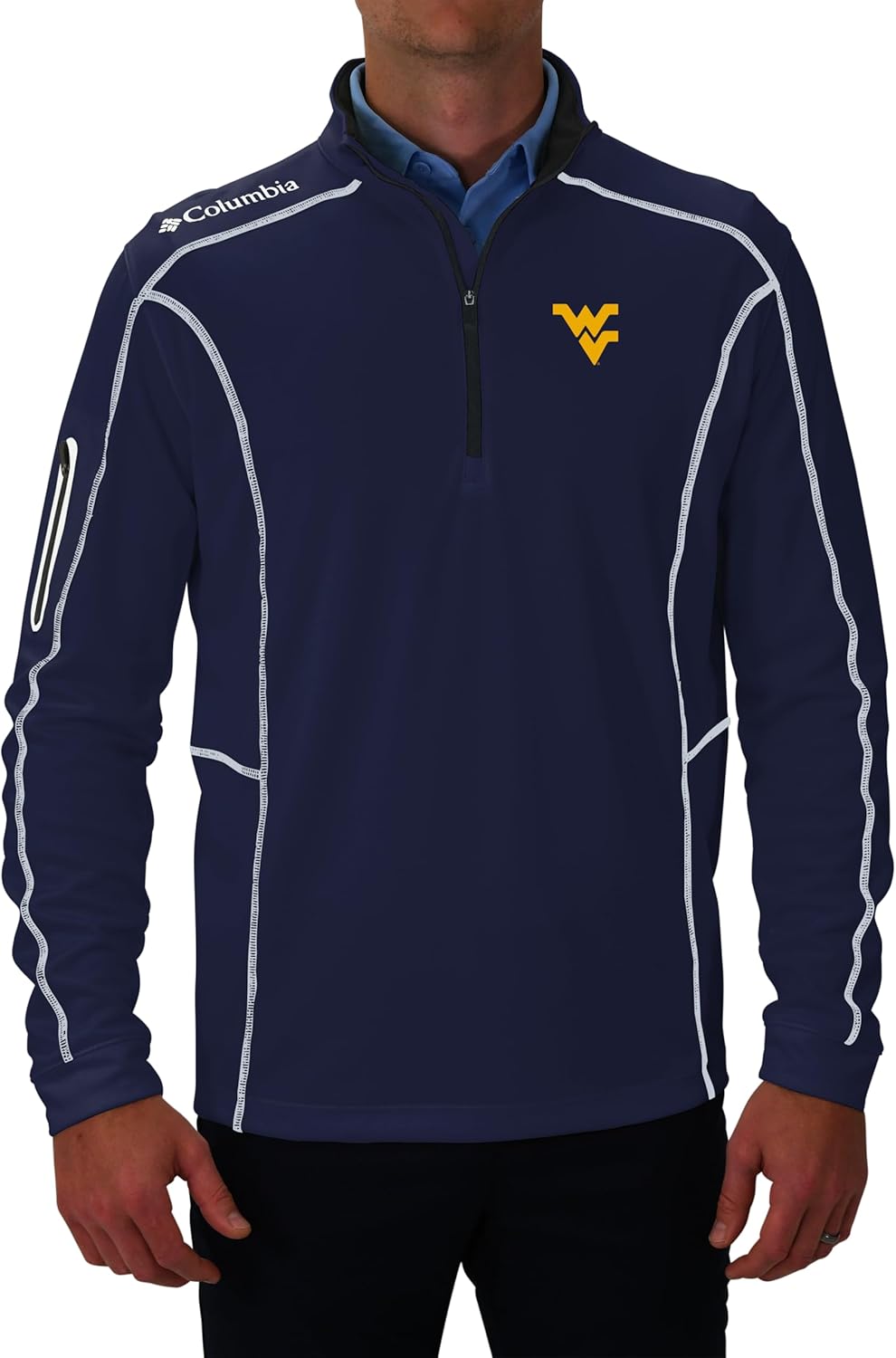 

Толстовка Columbia West Virginia Univ Golf Men's Lightweight Casual Golf Shotgun Pullover, Navy