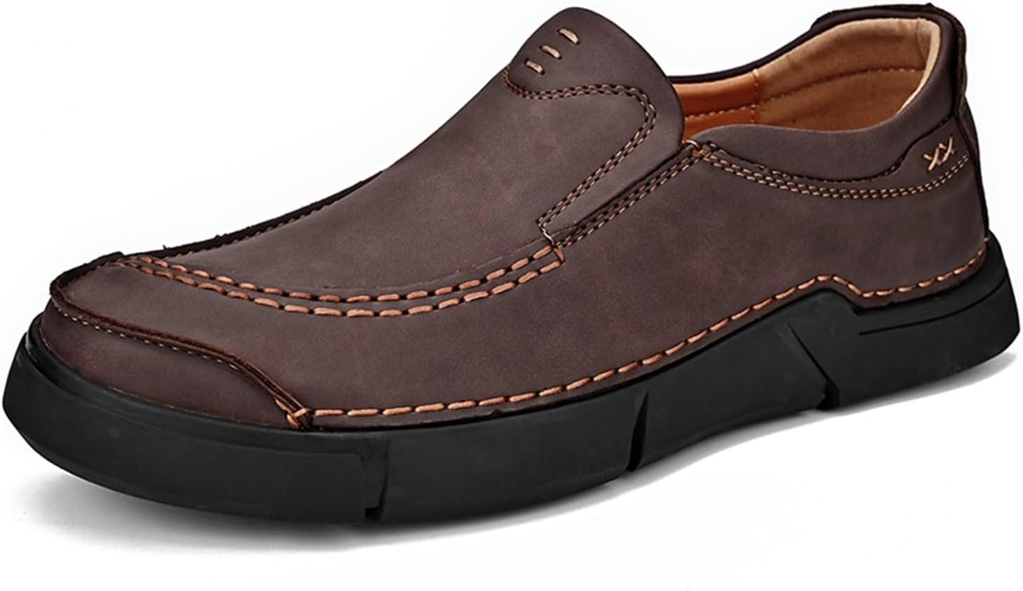 

Мужские винтажные слипоны и лоферы из кожи, удобные дышащие туфли ручной работы для прогулок Generic, коричневый