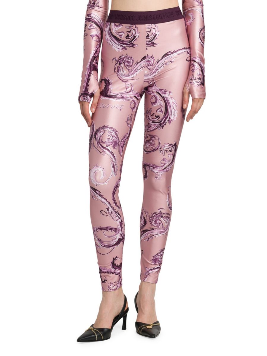 

Леггинсы с высокой талией и принтом Versace Jeans Couture, цвет Rose Raspberry