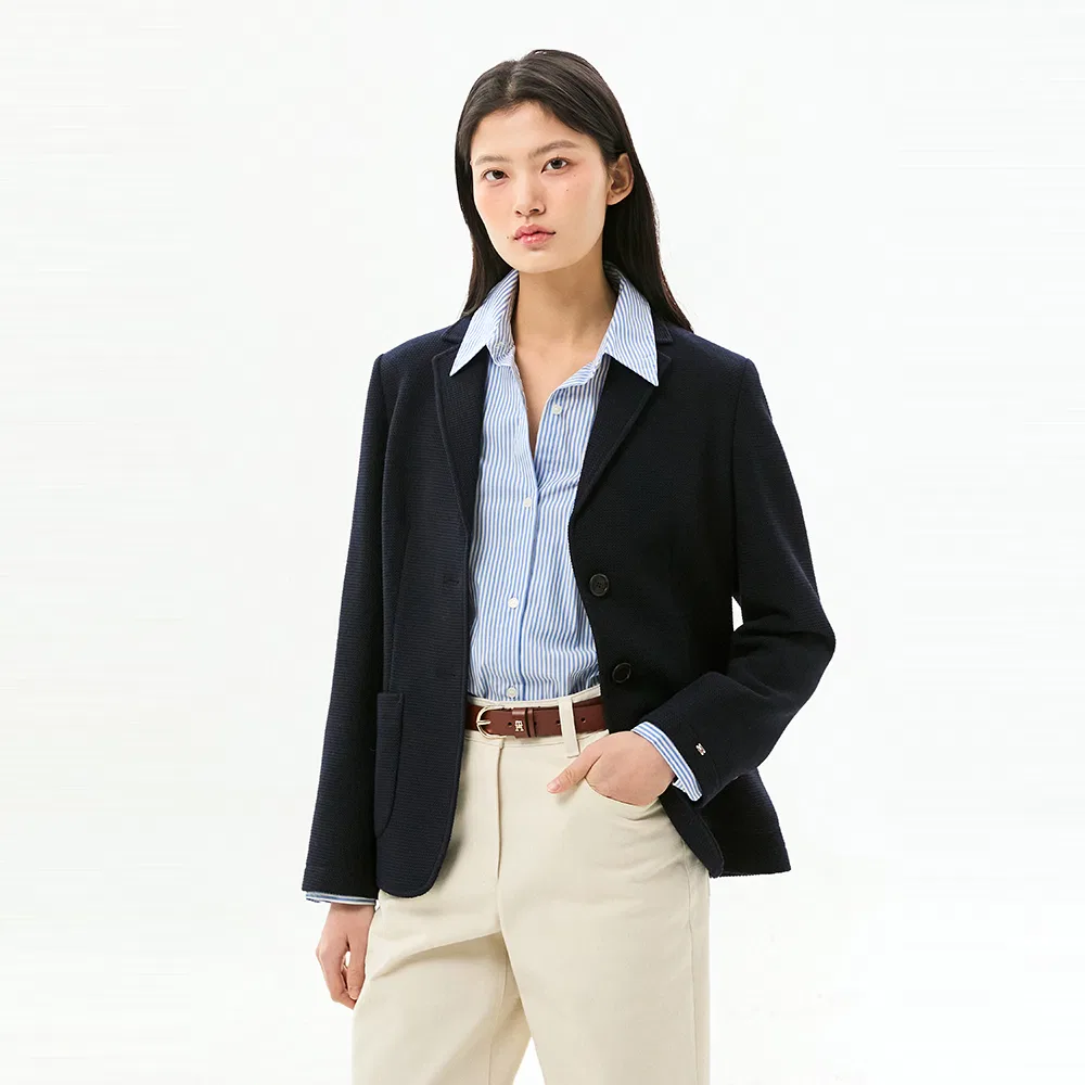 Женский приталенный однобортный блейзер небесно-голубого цвета от Tommy Hilfiger Women