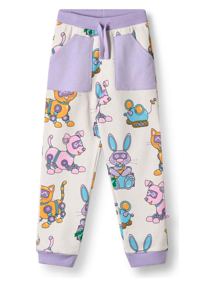 

Småfolk Спортивные штаны "Роботы-питомцы" бело-фиолетового цвета