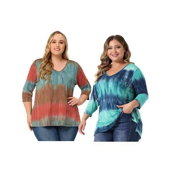 

Футболка plus size для женщин с v-образным вырезом и рукавом 3/4, полоска и тай-дай Agnes Orinda, Lake Blue Multicolor, Синий, Футболка plus size для женщин с v-образным вырезом и рукавом 3/4, полоска и тай-дай Agnes Orinda, Lake Blue Multicolor