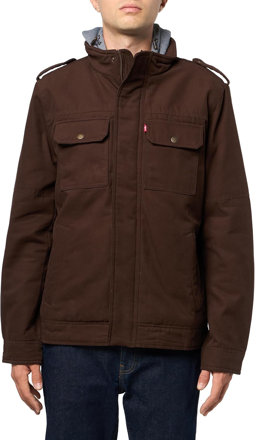 Мужская куртка Levi's с капюшоном, Chocolate Brown Cotton Canvas