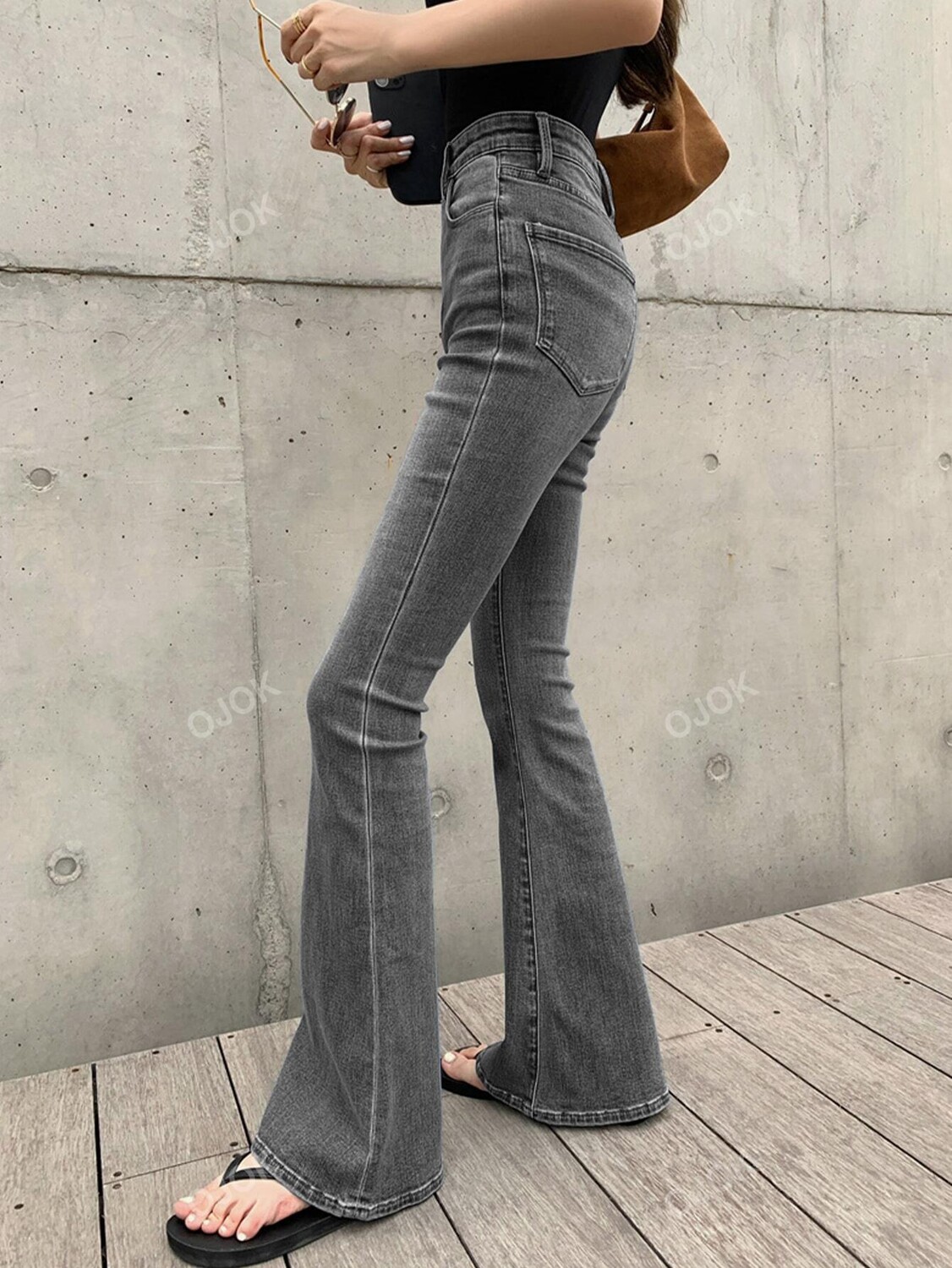 

Джинсы Bootcut с высокой талией, серый