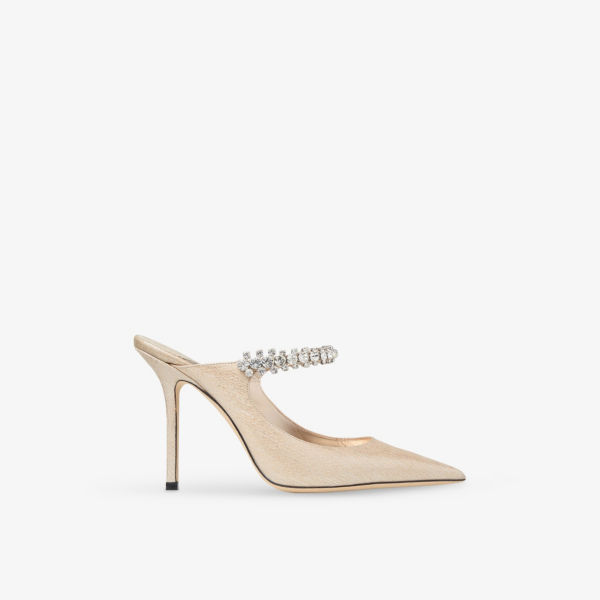 Мюли Jimmy Choo Bing 100 лакированные на каблуке с кристаллами, золотой