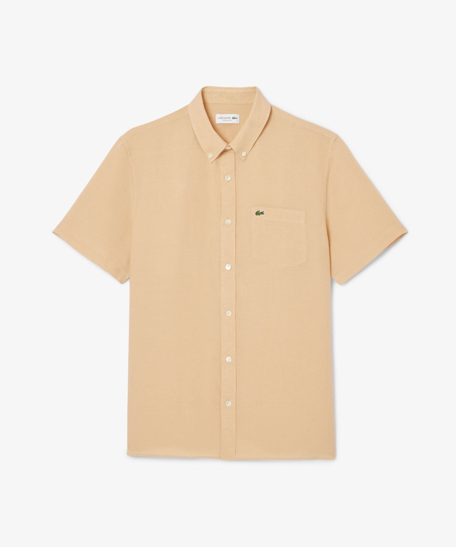 Льняная рубашка на пуговицах LACOSTE, Beige — фото 4