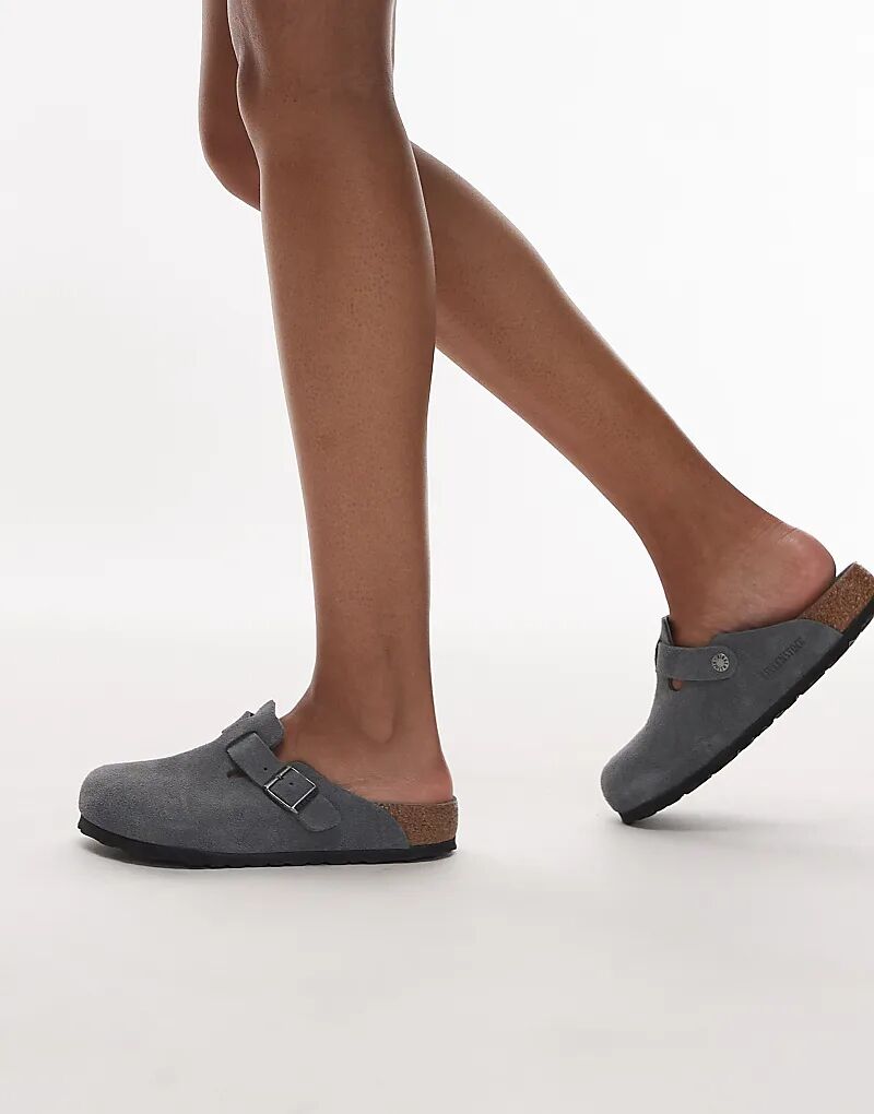 Сабо Birkenstock Boston из замши цвета базальтового серого — фото 4