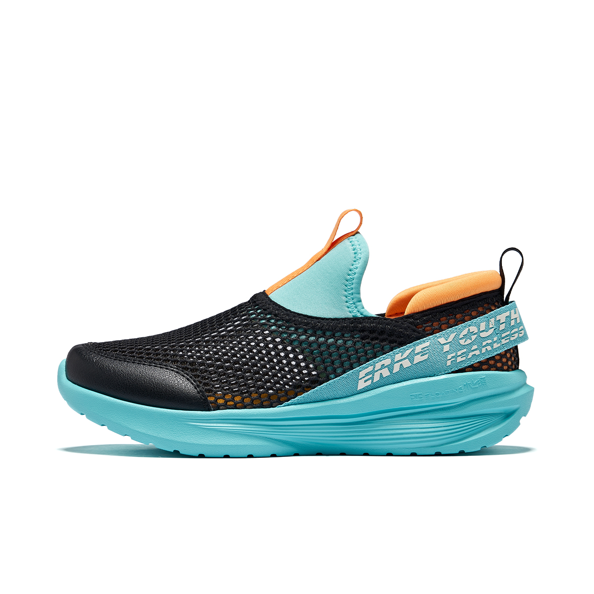 

ERKE KIDS Антискользящие и устойчивые к износу дышащие низкие повседневные кроссовки Jet Black/Dive Blue для детей