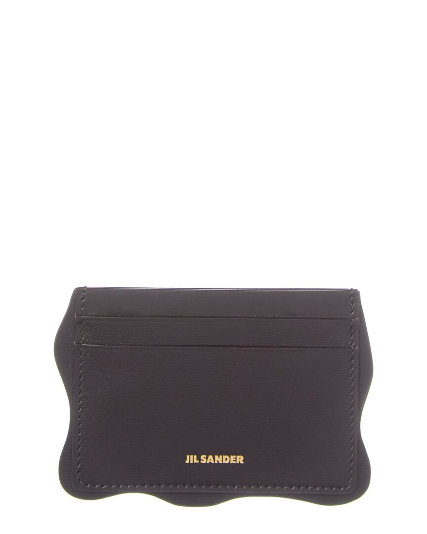

Кожаный держатель для карт с логотипом Jil Sander, черный