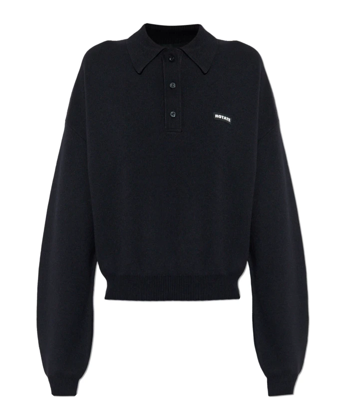 

Облегающая вязаная рубашка-поло Rotate Birger Christensen, синий