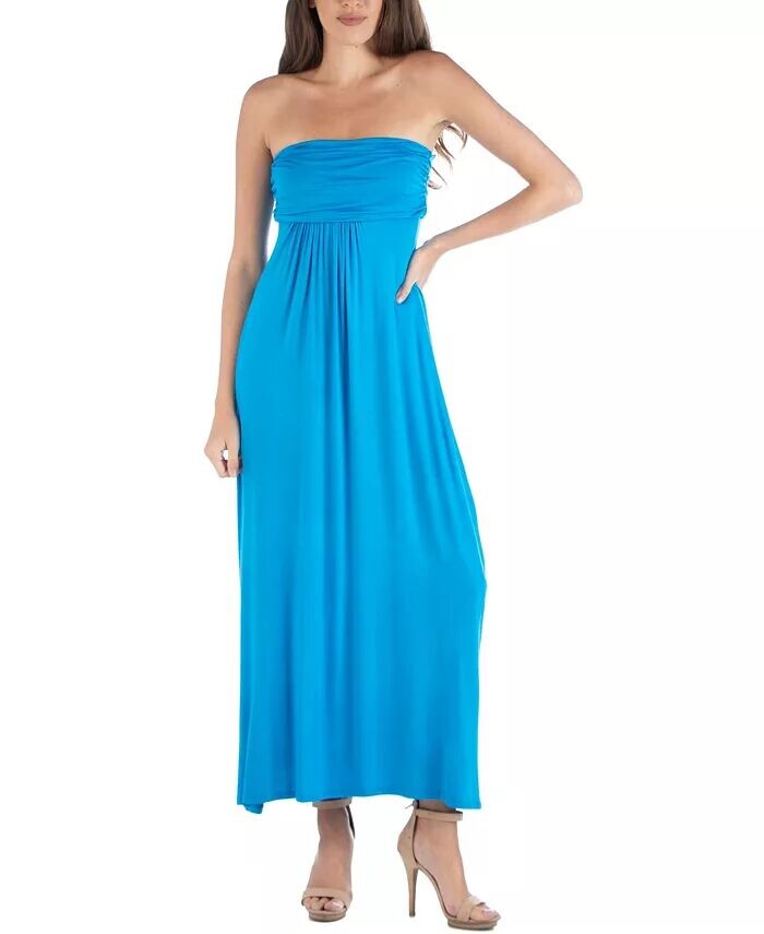 

Платье макси без бретелек с завышенной талией 24seven Comfort Apparel, синий