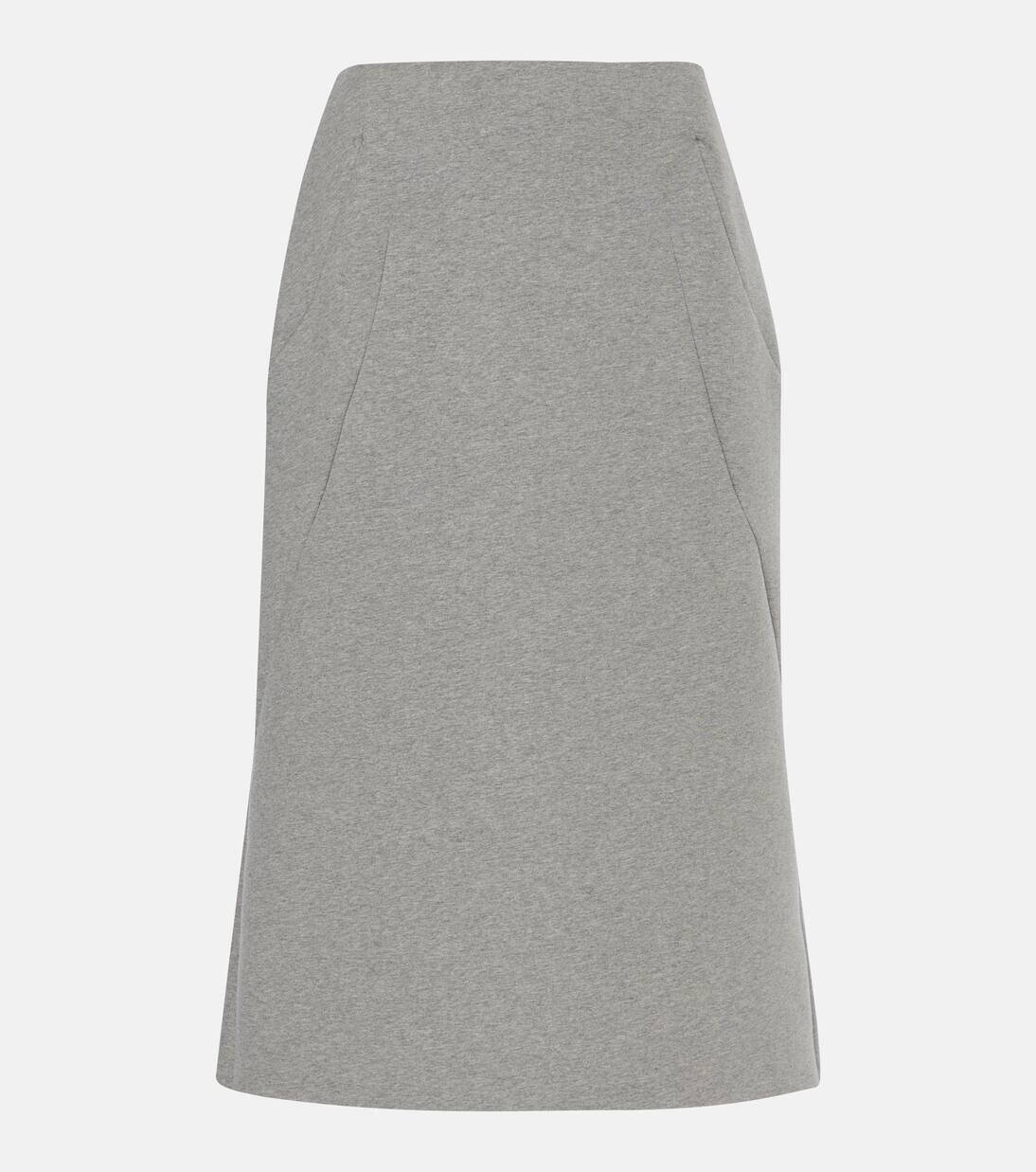 

Юбка миди из хлопковой смеси Dries Van Noten, серый меланж