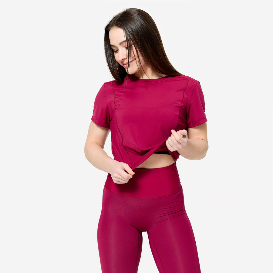 

DOMYOS Женская эластичная и дышащая футболка - розовая