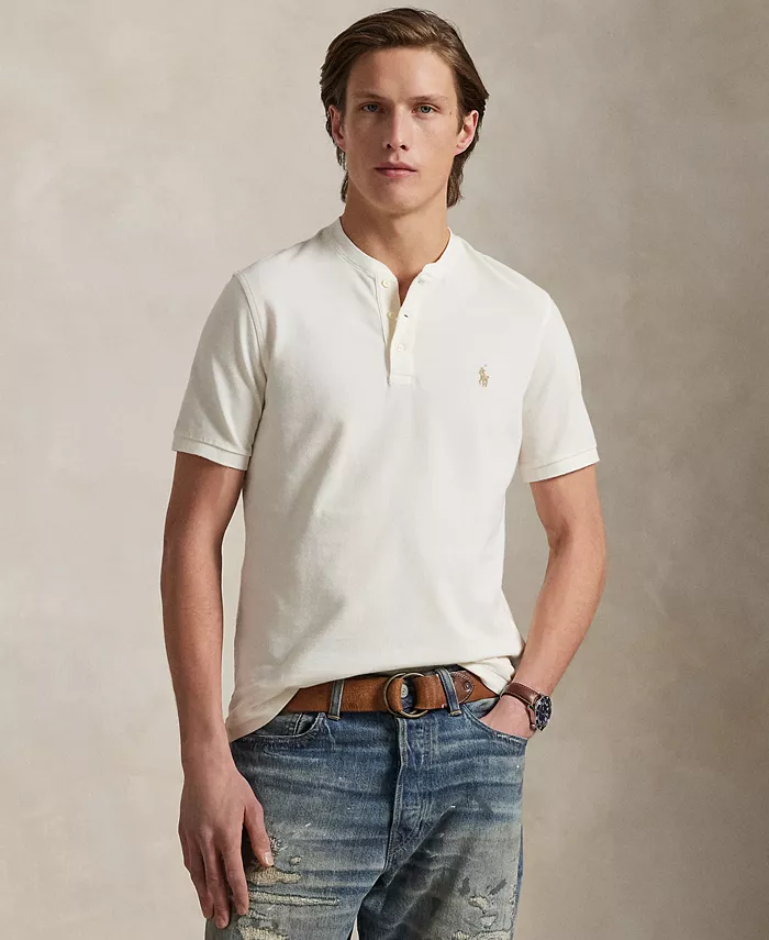 

Мужская хлопковая рубашка-поло Henley с пике Polo Ralph Lauren, белый