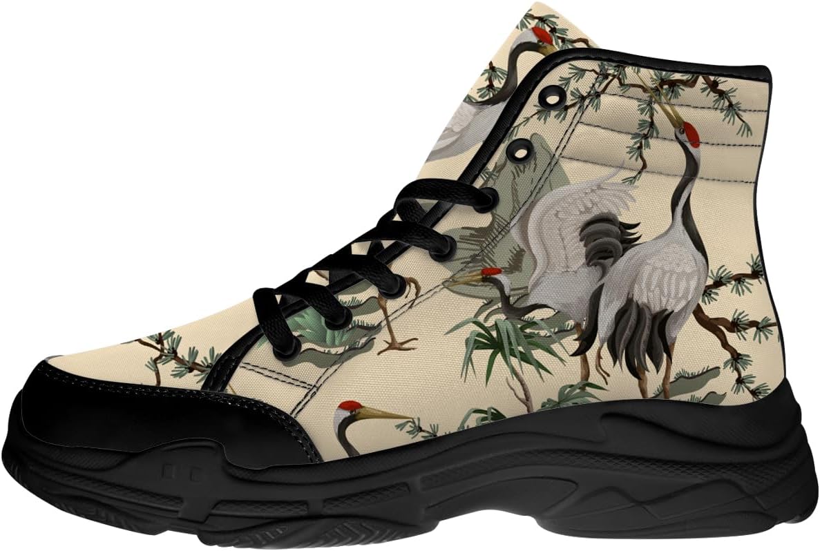 

Высокие кеды Crane для женщин, тканевые кроссовки на платформе со шнуровкой, подарки для любителей птиц для нее и для него Generic, черный/красный