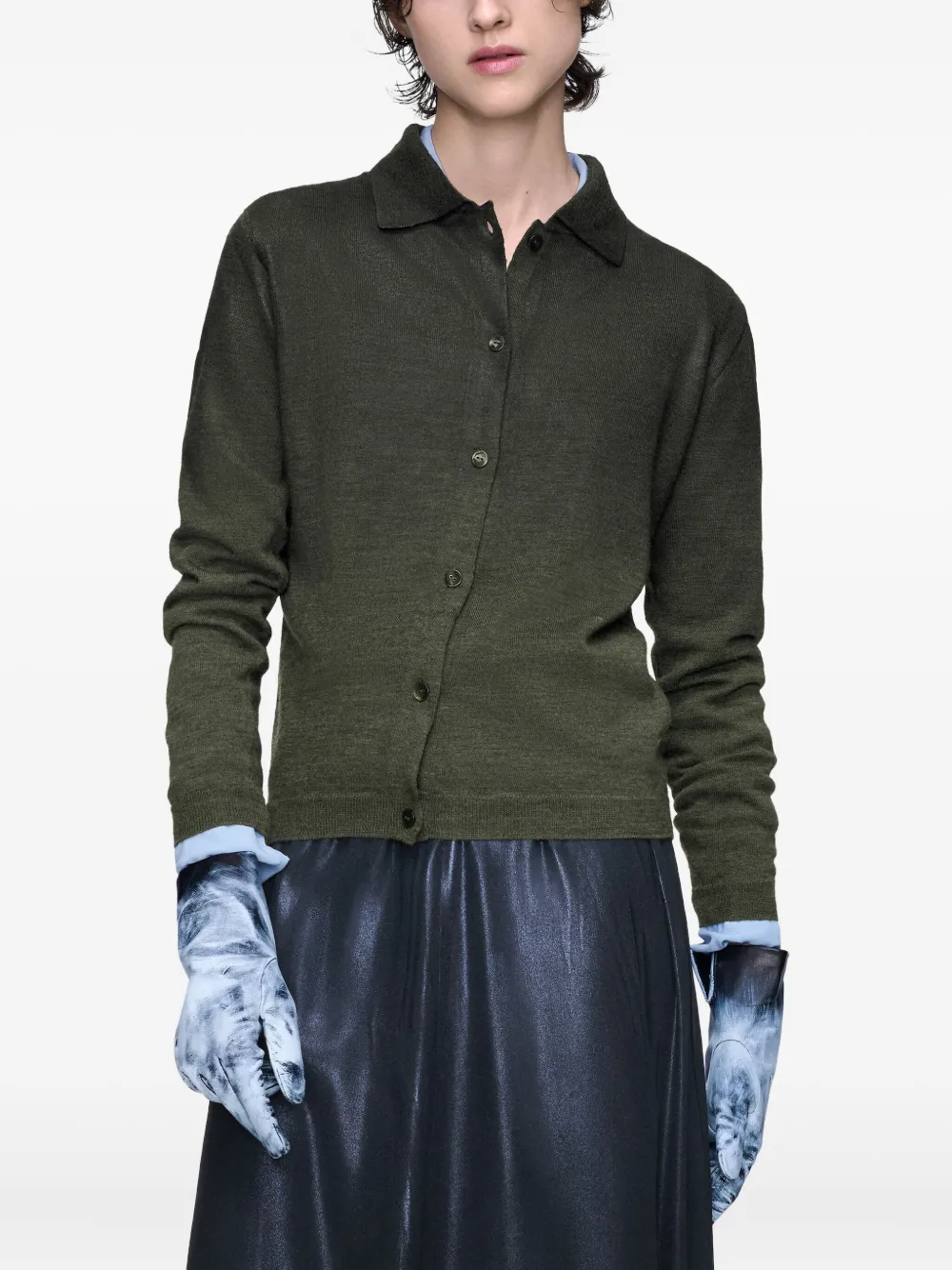 Кардиган с отложным воротником и эффектом градиента Maison Margiela, зеленый — фото 3