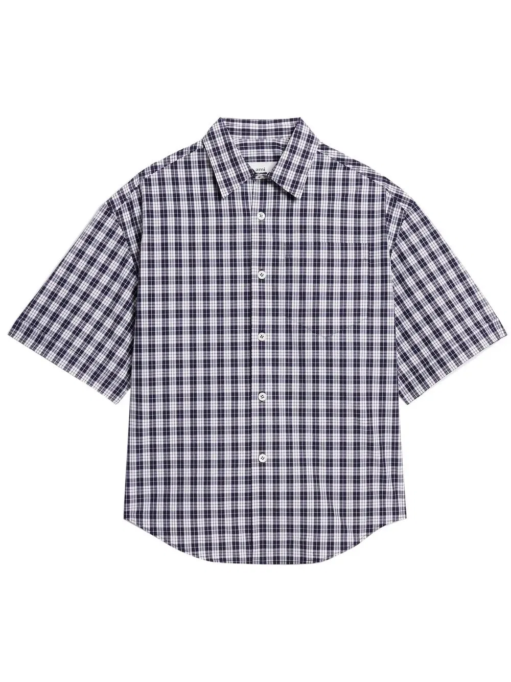 Рубашка с коротким рукавом в клетку Ami Paris, синий