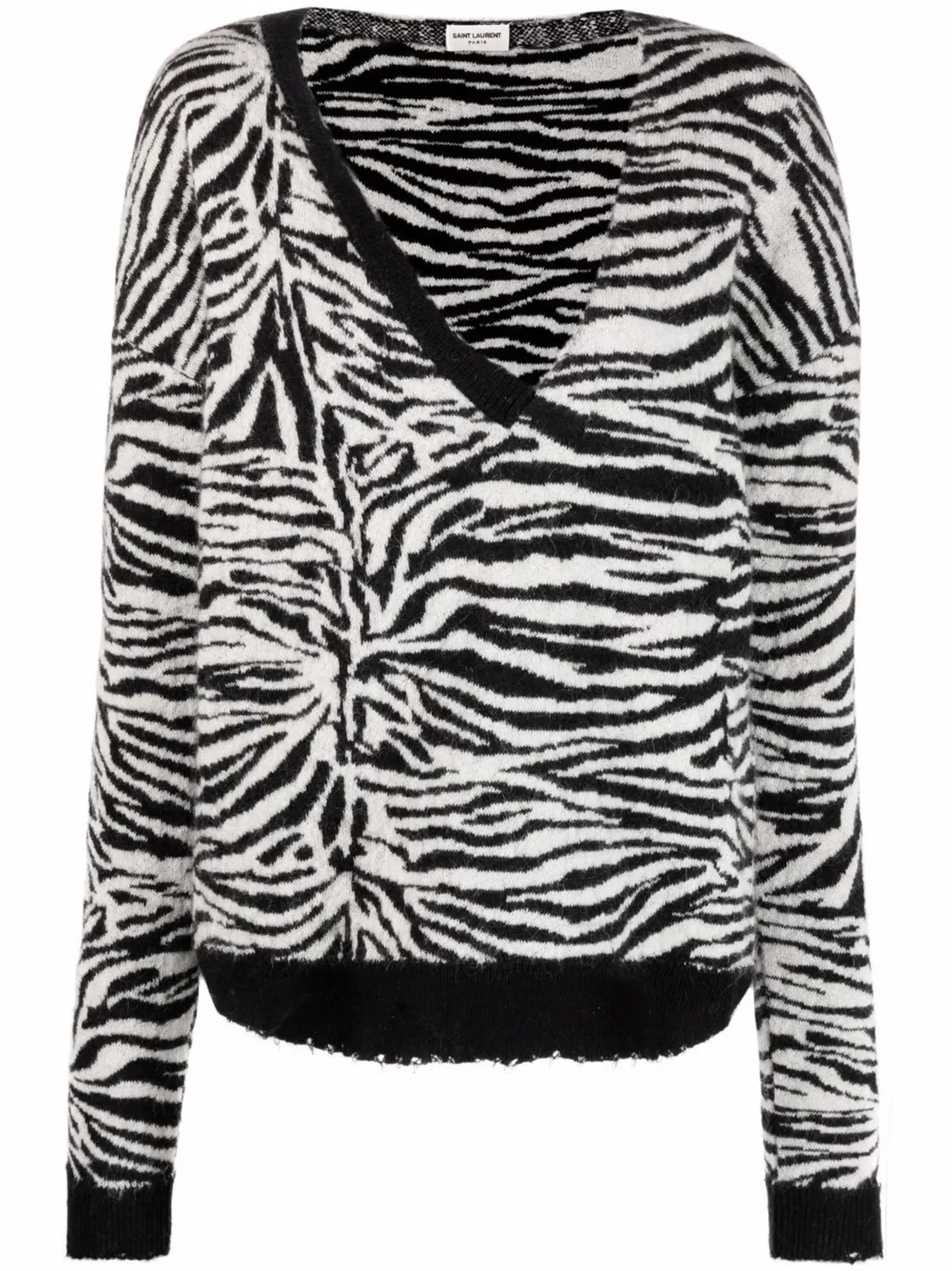 Джемпер с зебровым узором и прорезями Saint Laurent