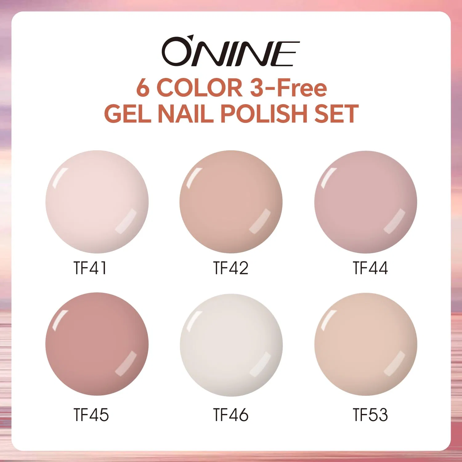 Набор гель-лаков ONINE 3-Free, 6 шт. по 10 г, розовая серия Onine, Pink — фото 3