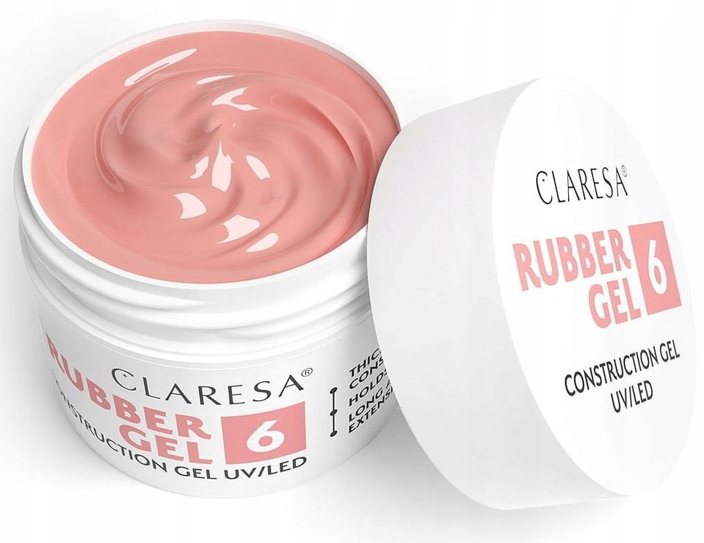 

Claresa Rubber Gel 6, Наращивающий гель для наращивания ногтей, средний теплый розовый с оттенком бежевого, 45г