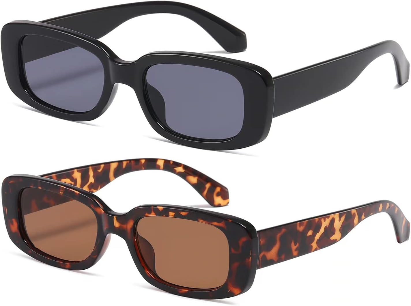 

Солнцезащитные очки Kimorn прямоугольной формы для женщин и мужчин, модные ретро-очки в стиле 90-х, защита от УФ-излучения UV 400, квадратная оправа, K1200, Black Frame Grey Lens+leopard Frame Brown Lens