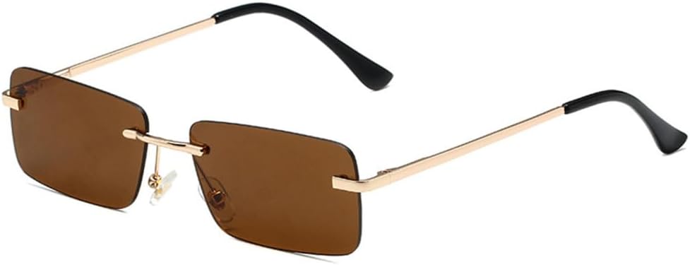 

Маленькие солнцезащитные очки без оправы для женщин и мужчин, винтажные солнцезащитные очки, разноцветные прямоугольные очки с защитой от УФ-излучения UV400 LANGSER, 1