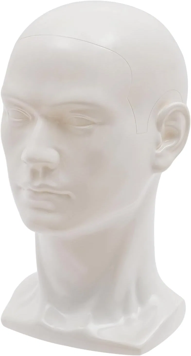 Мужской манекен-голова из ПВХ для париков и головных уборов Esyogen, White Glossy