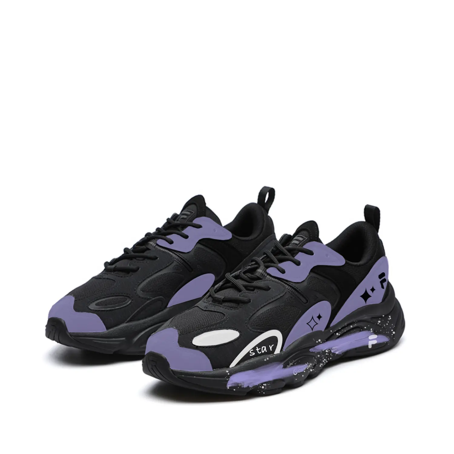 FILA Мужские повседневные кроссовки Mars 2 Abrasion Resistant Low top черные фиолетовые — фото 4