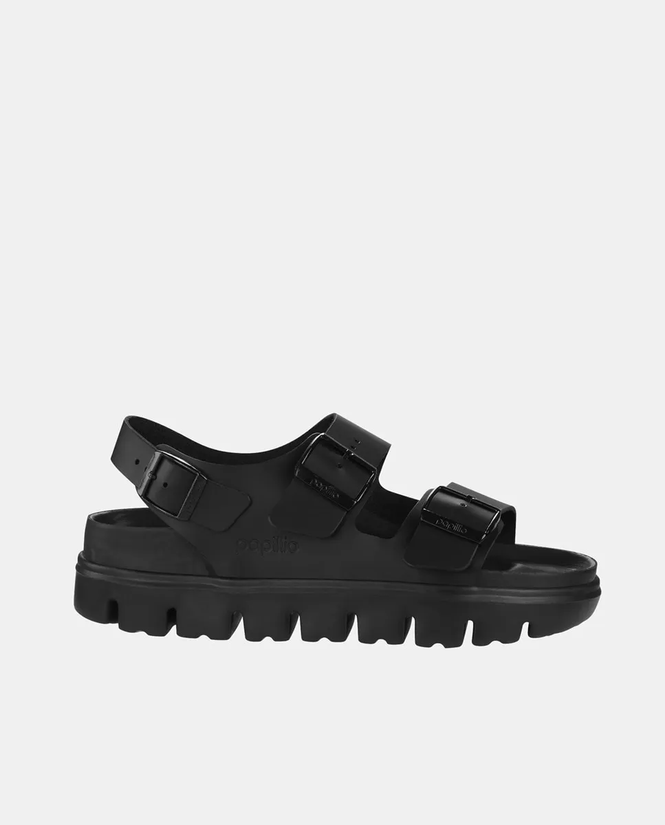 Женские сандалии Milano Chunky на плоской подошве из кожи Birkenstock, черный