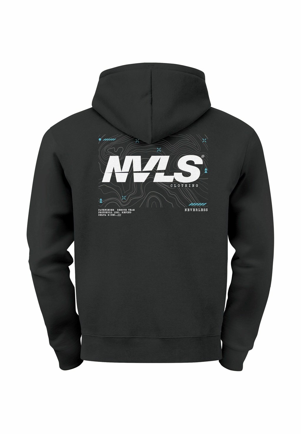 

Толстовка с капюшоном BACKPRINT GRAFIK TOPOGRAFIE ADVENTURE EXPLORE STREETSTYLE Neverless, черный