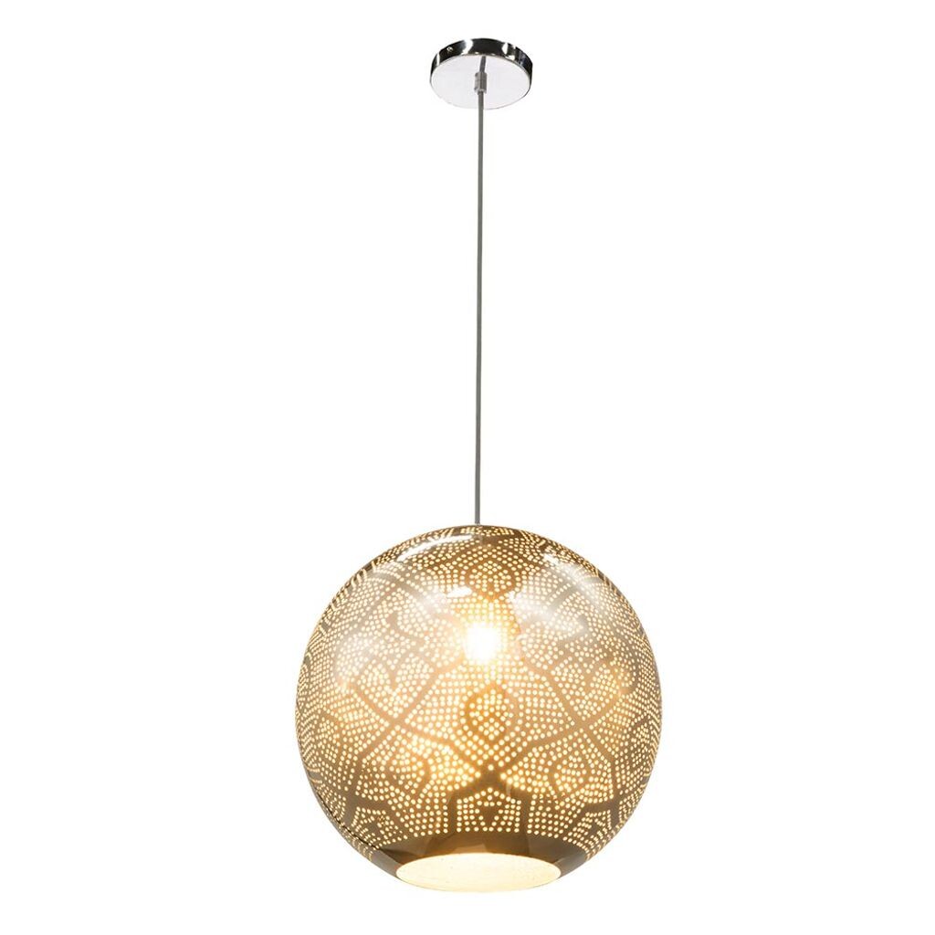 

Подвесной светильник, шар, восточный узор, D 35 см. Globo Lighting, серебро