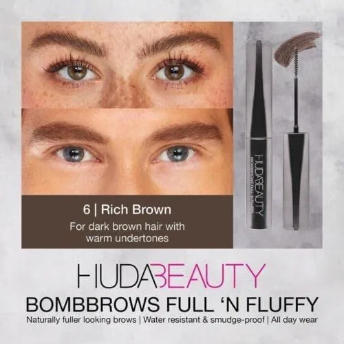 Гель для бровей HUDA BEAUTY Full & Fluffy Volume Fiber Gel Rich Brown Hudabeauty — фото 2