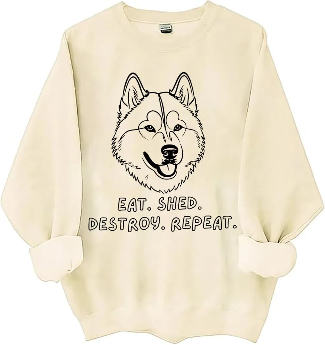 

Толстовка Siberian Husky с принтом Eat Shed Destroy Repeat Czbic