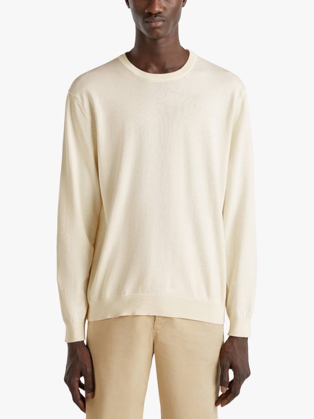 

Джемпер с круглым вырезом из хлопка Benetton, цвет White Cream